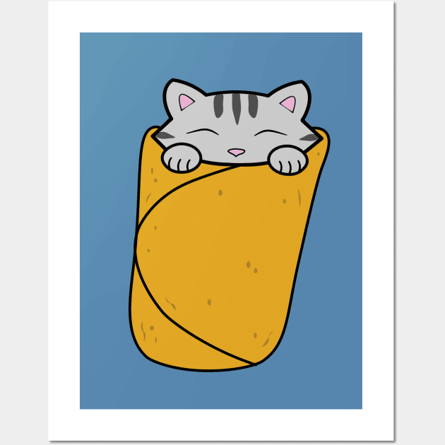 Purrito, cute cat burrito Wall Art by Purrfect